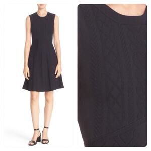 Tory Burch Palais merino wool cable knit stretch fit & flare dress sz M